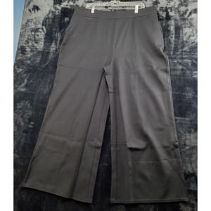 Girl With Curves Pants Womens Size 1X Black Rayon Pockets Wide Leg Flat Front‎